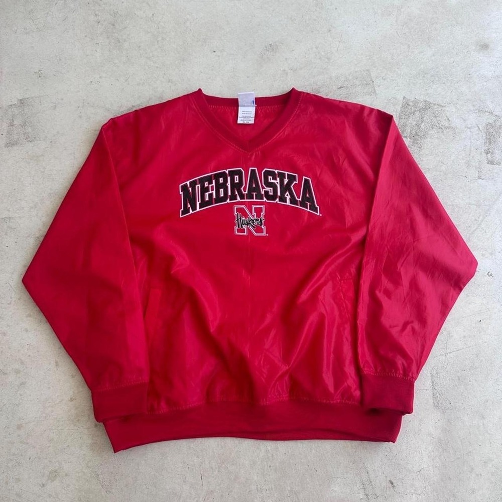 Vintage Nebraska Huskers Red Windbreaker Jacket Size XL